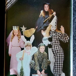 Butterick 3372 Complete Uncut Factory Folds Vintage 80s Halloween Costume Sewing Pattern Witch Clown Leopard Rabbit Fairy Princess Adult