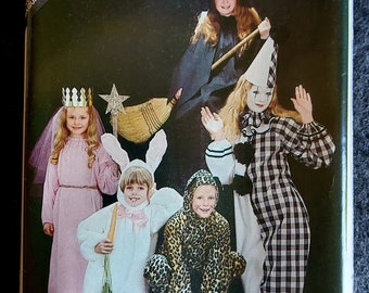 Butterick 3372 Complete Uncut Factory Folds Vintage 80s Halloween Costume Sewing Pattern Witch Clown Leopard Rabbit Fairy Princess Adult