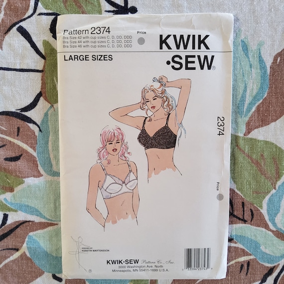 Buy Kwik Sew 2374 Complete Uncut Unopened Vintage 90s Sewing Pattern Full  Coverage Bra Large Sizes 42-46 Cup C D DD DDD Sexy Lingerie RARE Online in  India 