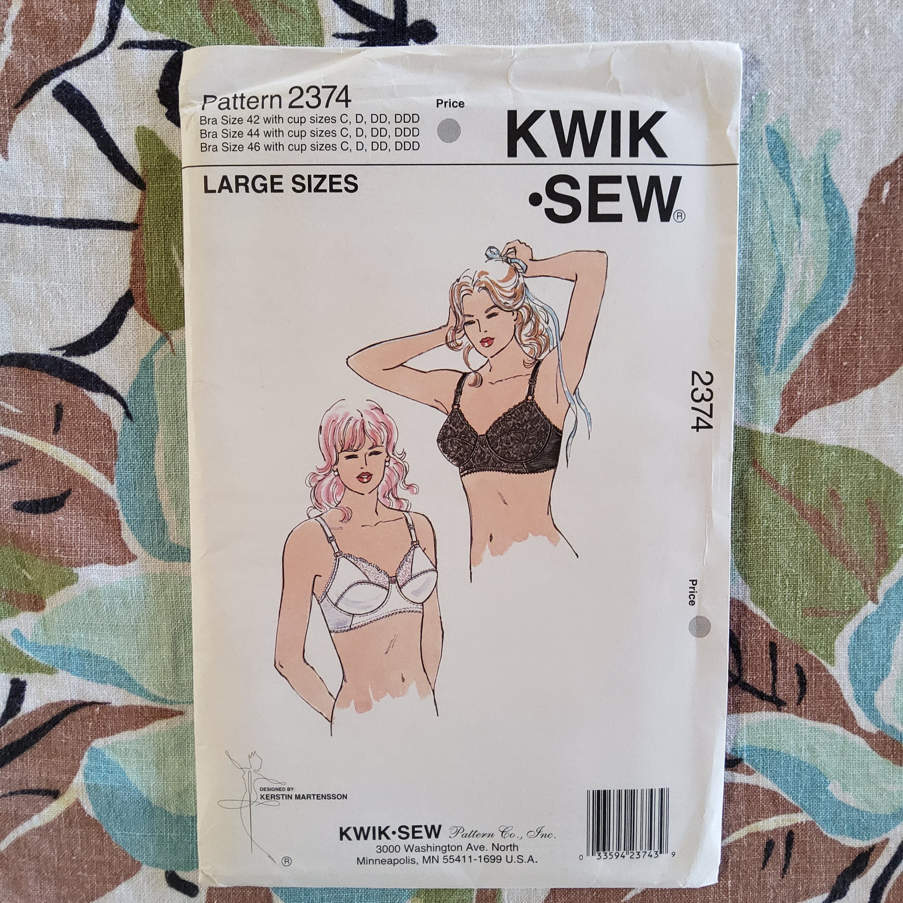 Kwik Sew Pattern Bra, (32 with cup sizes: AA, A, B, C, D