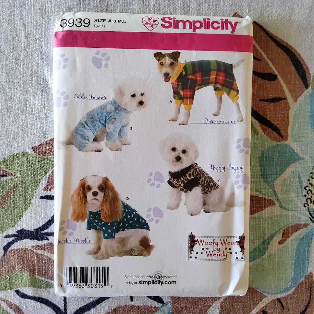 Simplicity 3939 Complete Uncut Factory Folds Sewing Pattern Dog Coats