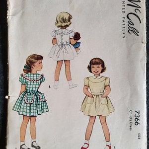 McCall 7366 Schnitt Komplett Vintage 40er Jahre Kinderkleid Schnittmuster Süße Post War Mode Gr. 2