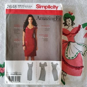 Simplicity 2648 Complete Uncut Factory Folds Sewing Pattern Amazing Fit Princess Seam Dress Above The Knee Work Career Dress Multi Sizes