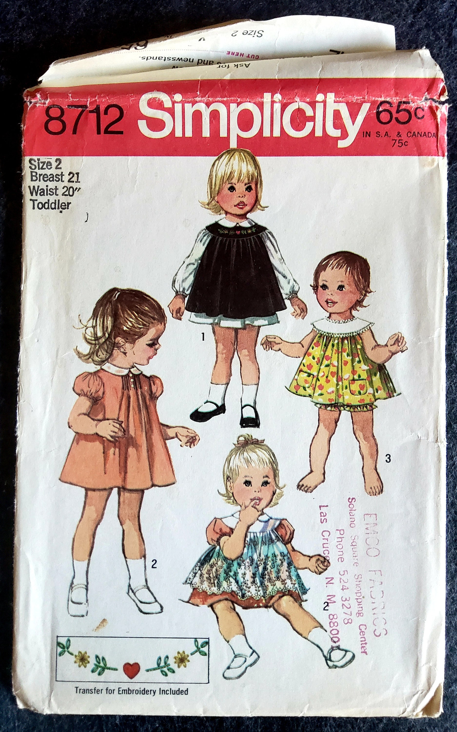 Simplicity 8712 Complete Uncut Factory Folds Vintage 70s Baby