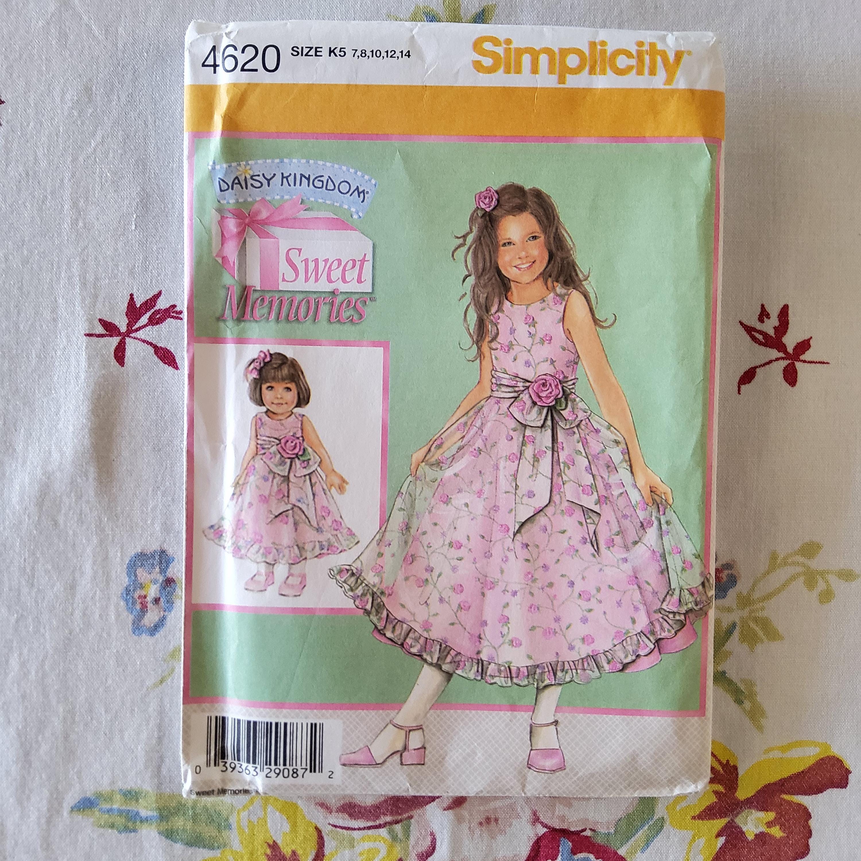 Simplicity 4620 Complete Uncut Factory Folds Vintage 2005 Sewing Pattern Daisy Kingdom Sweet Memories Overwrought Spring Dress 7-14 23-26.5