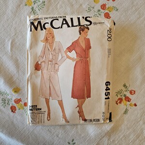 McCalls 6451 Complete Uncut Factory Folds Vintage 1979 Sewing Pattern Shirtdresses Jacket Size 10-14