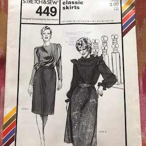 Stretch & Sew 449 Complete Uncut Factory Folds Classic Skirts Fashion Costume Basics Learn to Sew 80s Sewing Pattern