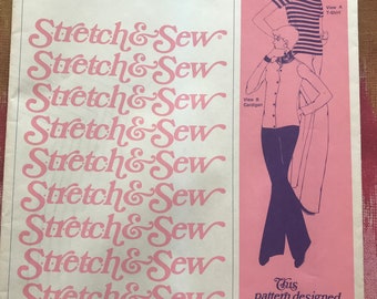 Stretch & Sew 300 Complete Uncut Factory Folds Vintage 60s 70s Sewing Master Pattern T-Shirt and Cardigan Trace Don&#39;t Cut Size 32-38