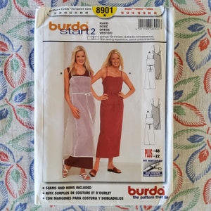 Burda 8901 Complete Uncut Factory Folds Vintage Y2K Sewing Pattern Sleeveless Dress With Sheer Overlay Size 10-22 Bust 32.5-44