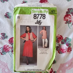 Simplicity 8778 Cut Complete Vintage 70s Sewing Pattern Jiffy Dress Tunic Vest Four Pattern Pieces OSFM Stretch Fabrics Only