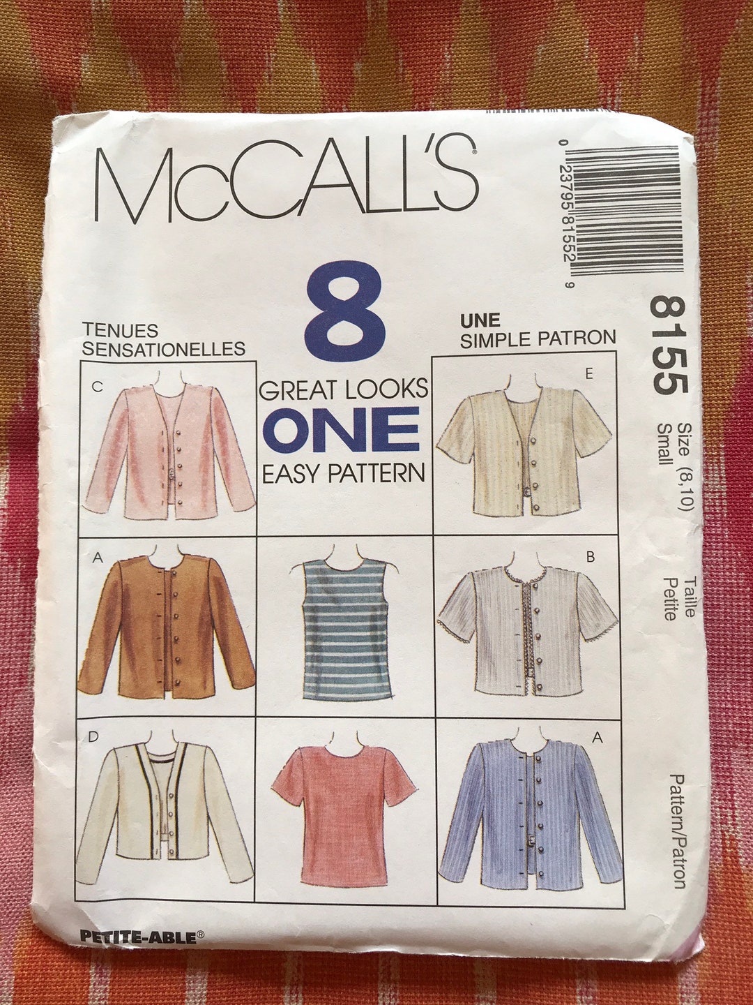 Mccalls 8155 Complete Uncut Factory Folds Vintage 90s Sewing Pattern 8 ...