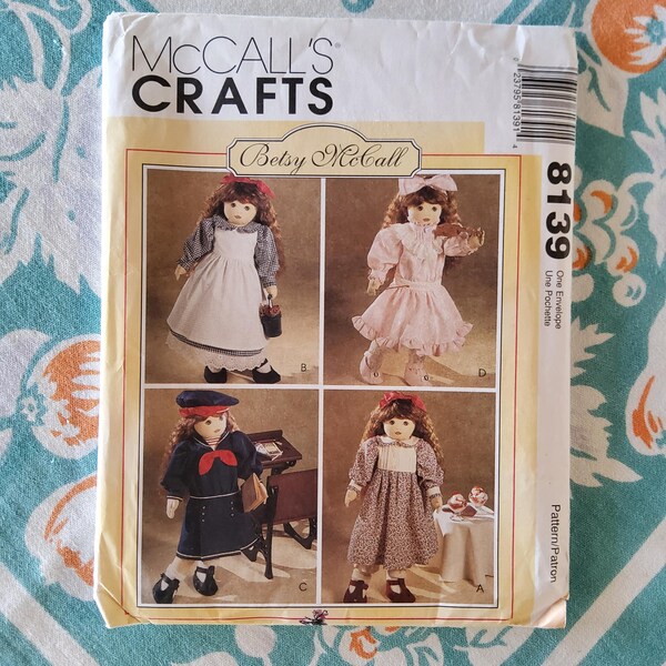 McCalls Crafts 8139 Complete Uncut Factory Folds Vintage 1996 90s Sewing Pattern Clothes Betsy McCall Doll (separate pattern) Vintage Style