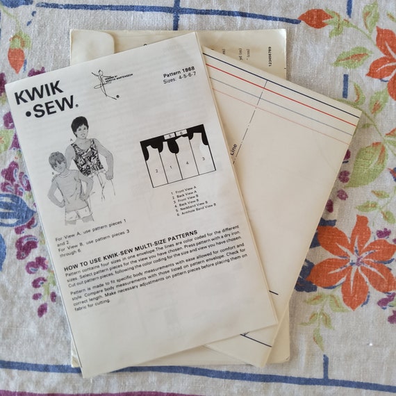 Kwik Sew 1868 Complete Uncut Factory Folds Vintage 80s Sewing
