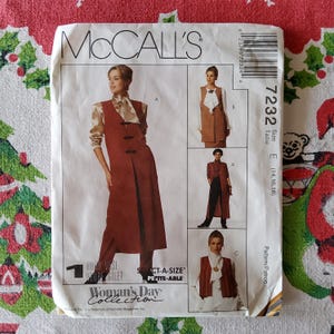 McCalls 7233 Completo Uncut Factory Folds Vintage anni '90 Modello di cucito Gilet lungo o corto solo Copertina fuorviante se me lo chiedi Taglie 14-18 36-40