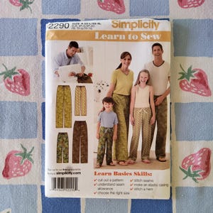 Simplicity 2290 Complete Uncut Factory Folds Sewing Pattern Loungewear Pants for the Whole Fam Damily Adults and Kids Size XS-L & XS-XL