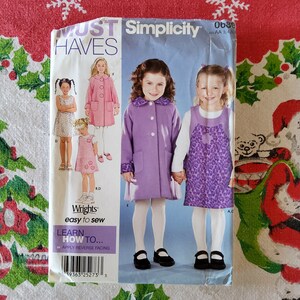 Simplicity 0698/9928 Komplett oklippt fabriksveckat sömnadsmönster för barn, vinterkappor och tröjor, storlek 3-6, bröstvidd 22 23 24 25