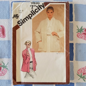 Einfachheit 9836 komplett ungeschnitten Fabrik Falten Vintage 80er Jahre Schnittmuster vorne offen schwere Jacke Strickjacke denken handgewebte Multi Szs erhältlich