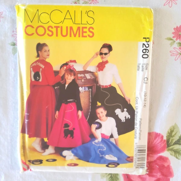 McCalls Costumes P260 P35 8899 Complete Uncut Factory Folds Retro 50s Sewing Pattern Flared Poodle Skirts Tops Cardigans Applique