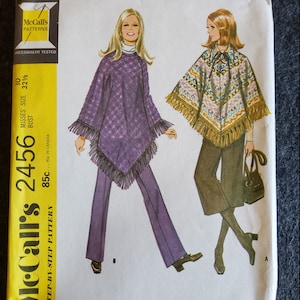 McCalls 2456 Complete Uncut Factory Folds Vintage 70s Poncho and Slacks Sewing Pattern