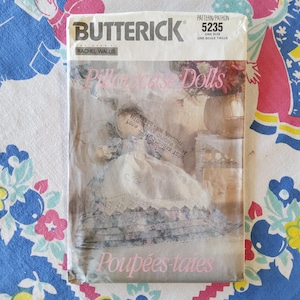 Butterick 5235 Complete Uncut Factory Folds Vintage 90s PIllowcase Dolls But Make them in Black Satin for Fun