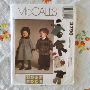Patrón de costura McCalls 3790 de fábrica sin cortar, con pliegues, estilo clásico real, para abrigos, vestidos, chaquetas, sombreros, carteras, tallas 1 a 4