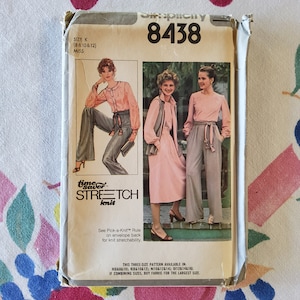 Simplicity 8438 Complete Uncut Factory Folds Vintage 70s Sewing Pattern Knit Separates Capsule Wardrobe Blouse Trousers Vest Skirt Sz 8-12