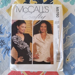 McCalls Crafty 5760 Complete Uncut Factory Folds Sewing Pattern Embellished Princess Seam Blazer Jacket Size 14-20 Bust 36-42