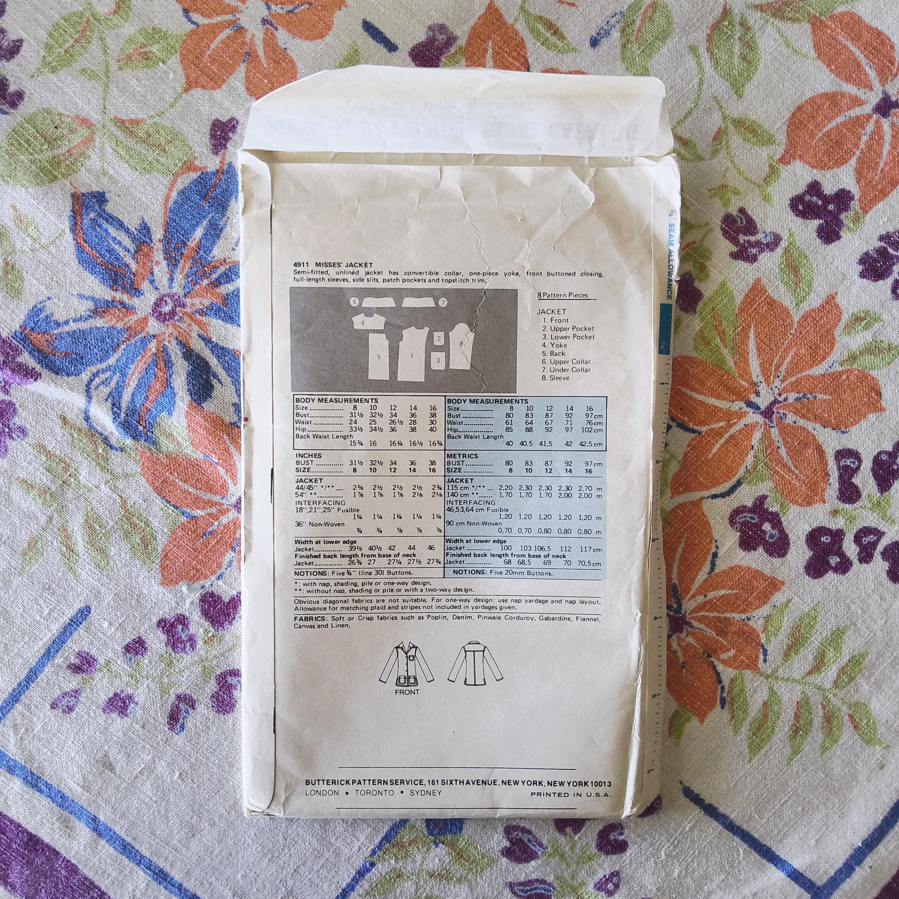 Butterick 4911 完全未カット工場折り畳み式 70年代後半～80年代前半
