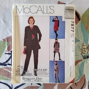 May include: McCall's sewing pattern for separates. The pattern features a woman in a black suit with a pink top, and three other outfit options. The pattern includes the text "3 Hour Separates" and "Select-A-Size".