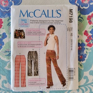 McCalls 7198 Complete Uncut Factory Folds Sewing Pattern Learn To Sew Knit Pants Hidden Elastic Straight Leg Yoga Athleisure Multiple Sizes