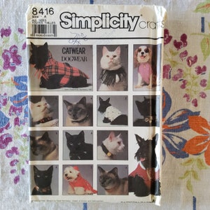 Simplicity 8416 Complete Uncut Factory Folds Vintage 80s Sewing Pattern Catwear Dogwear Fancy Clothes for Your Pets Who Don&#39;t Care LOL