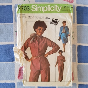 Simplicity 7703 Complete Uncut Factory Folds Vintage 70s Sewing Pattern Jiffy Wardrobe Shirt Shacket Pants Skirt Size 18 20 40 42