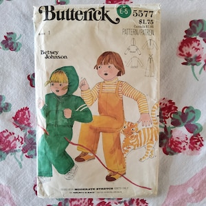 Butterick 5577 Cut Complete or UC FF Vintage 70s Sewing Pattern Betsey Johnson Kids Activewear Overalls Sweatsuit Unisex Multiple Sizes Avl