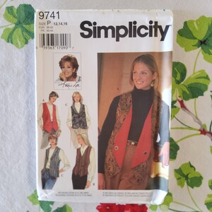 Simplicity 9741 Complete Uncut Factory Folds Vintage 90s Sewing Pattern Kathie Lee Collection Long Collared or Not Vest Multiple Sizes Avl
