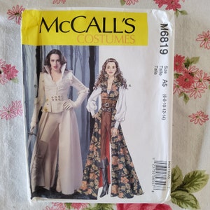 Patrón de costura de fábrica sin cortar McCalls Costumes 6819, completo, con pliegues, fantasía, pirata, elfo, reina, mujer guerrera, Érase una vez, varios tamaños disponibles
