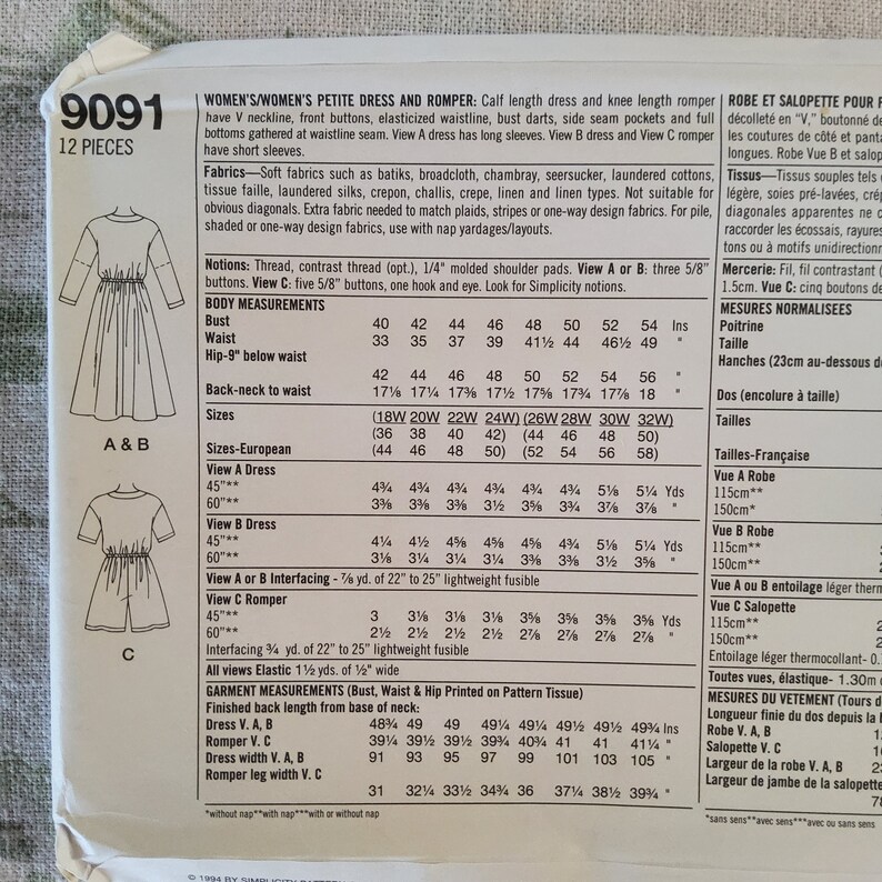 Patron De Jupe Dos Enveloppante Simplicity 9091 - 3 Longueurs, Style Vintage Fille
