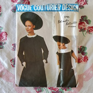 Vogue 1795 Complete Uncut Factory Folds Vintage 60s Sewing Pattern Couturier Design Belinda Bellville of London Dress Jacket Size 12 Bust 32