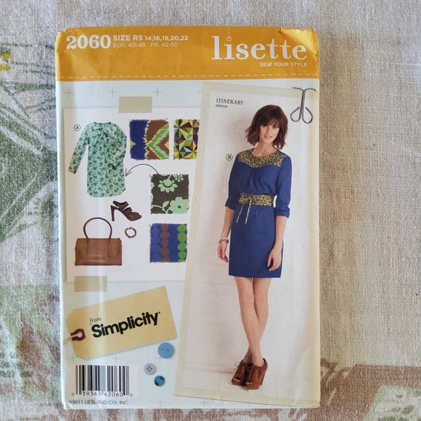 Simplicity 2060 Komplette Uncut Factory Folds Lisette Schnittmuster Modernes Design Board Liesl und CO Shift Dress Accessories 6-14 oder 14-22