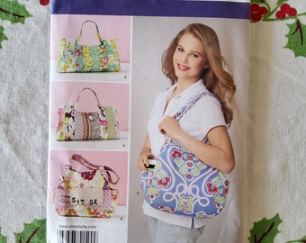 Simplicity 1599 Complete Uncut Factory Folds Sewing Pattern Handbags Shoulder Bags Quilters Cotton Extravaganza