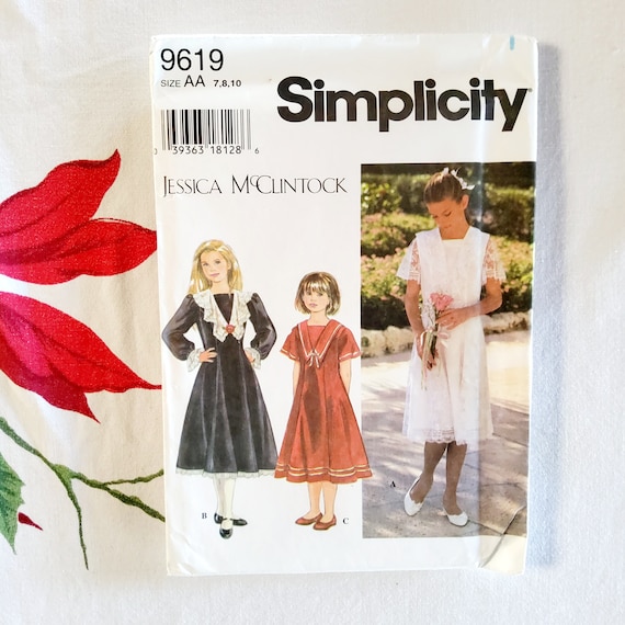 Simplicity 9619 Complete Uncut Factory Folds Vintage 90s Jessica Mcclintock Kids Fancy Dress Sewing Pattern Princess Portrait Collar 7 8 10 - Etsy Simplicity 9619 Complete Uncut Factory Folds Vintage 90s Jessica Mcclintock Kids Fancy Dress Sewing Pattern Princess Portrait Collar 7 8 10 - Etsy
