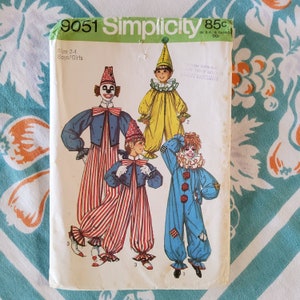 Simplicity 9051 Cut Complete OR Uncut FF Vintage 70s Sewing Pattern More Horrifying Clown Costumes Traditionally Scary Halloween Multi Sizes