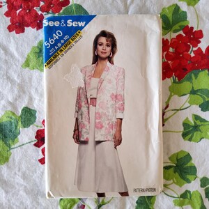 Butterick 5640 Complete Uncut Factory Folds Vintage 80s Sewing Pattern Oversized Blazer Shell Flared Skirt Size Multiple Sizes Available
