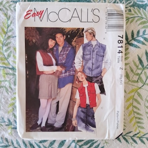 McCalls 7814 complete ongesneden fabrieksplooien vintage jaren 90 naaipatroon uniseks vest tactisch utilitair grunge maat XL XXL borstkas 42-48