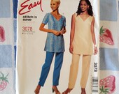 McCalls Stitch 'n Save 3078 Complete Uncut Factory Folds Vintage Y2K Sewing Pattern Easy Separates V Neck Tunic Top Tapered Pants Size 10-16