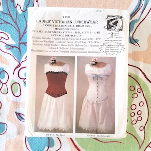 Laughing Moon Mercantile 100 Complete Uncut Factory Folds Vintage 1998 90s Sewing Pattern Ladies Victorian Underwear Corset Chemise Drawers