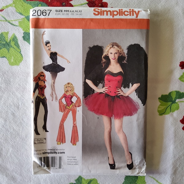 Simplicity 2067 Complete Uncut Factory Folds Sewing Pattern Costume Ballet Tutu Base or Rock Star Pantsuit Corset Style Top Tulle Skirt 6-12