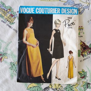 Vogue Couturier Design 1862 Cut Complete Vintage 1967 Sewing Pattern Pucci Maxi or Knee Length Dress Size 10 32.5