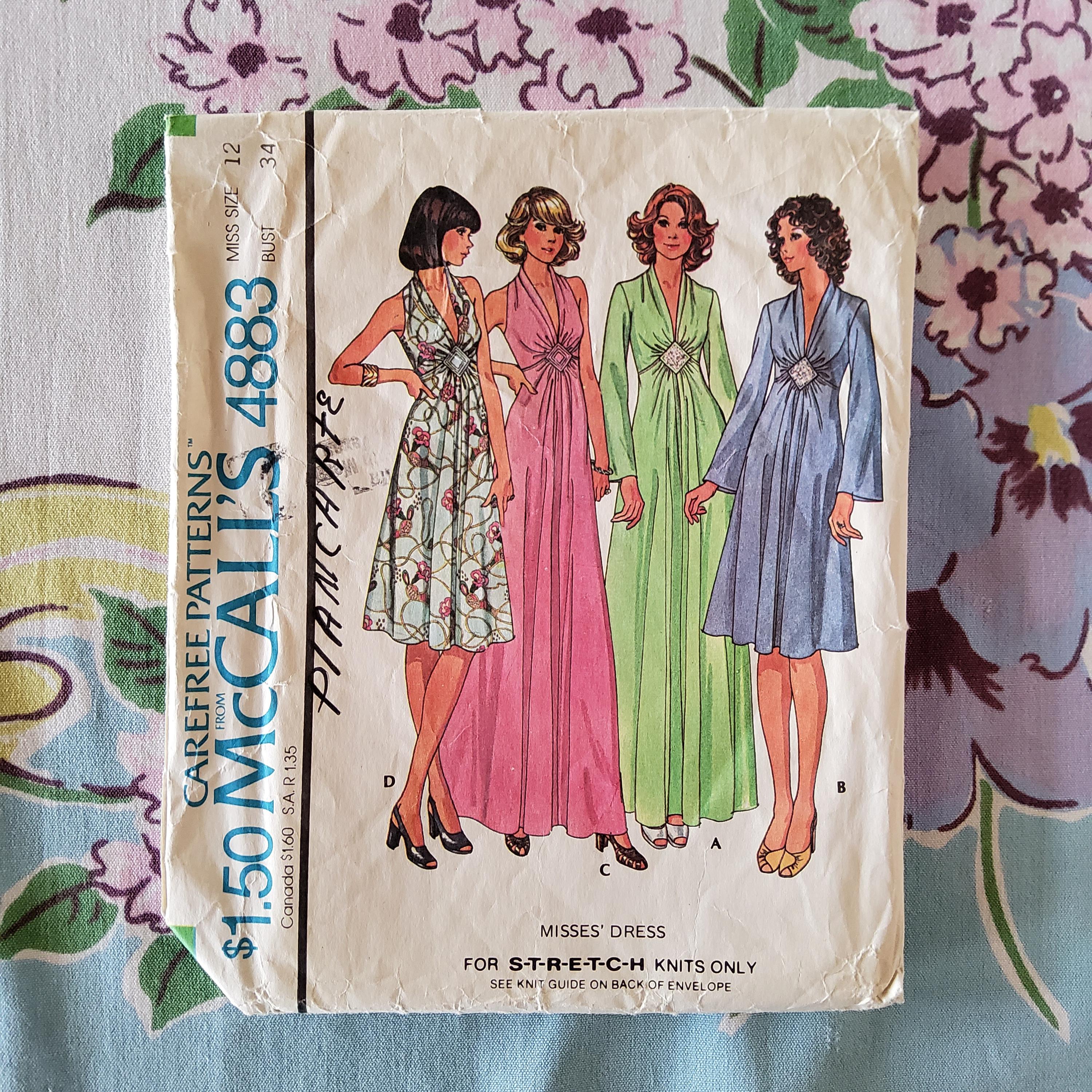 Mccalls 4883 Cut Complete Vintage 70s Sewing Pattern Maxi Midi