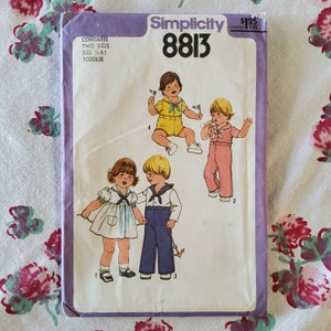 Simplicity 8813 Complete Uncut Factory Folds Vintage 70s Sewing Pattern Toddler Sailor Themed Clothes Multiple Sizes Available