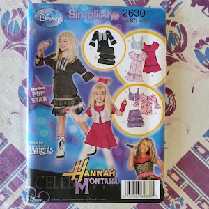Simplicity 2630 Complete Uncut Factory Folds Sewing Pattern Disney Hannah Montana Part Time Pop Star Clothes or Costume Sz 7-14 Chest 22-32